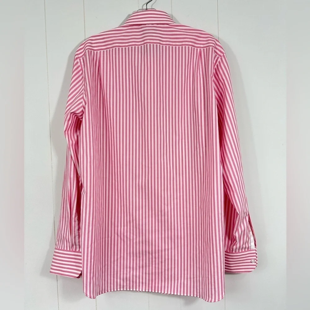J Crew Ludlow Slim Fit Striped Pink White Dress Shirt Mens Sz 16 34 Long Sleeve